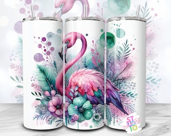 Flamingo Tumbler Image - Sublimation - Digital Download - 20 oz Tumbler Wrap PNG Image
