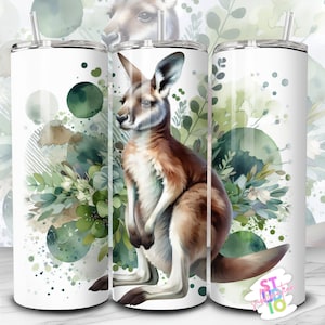 20 oz Kangaroo Tumbler Wrap Digital Download Sublimation Tumbler Wrap PNG Animal Lovers Gift For Moms Skinny Tumbler Sublimation Design