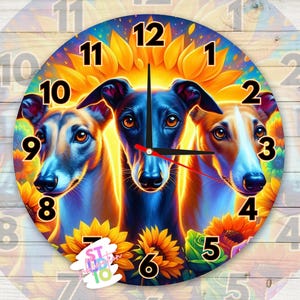 Orologio con cane levriero PNG Download digitale Design a sublimazione PNG Regalo per gli amanti degli animali per le mamme Immagine orologio Animale a sublimazione