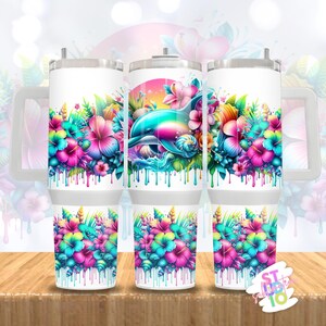 Delfin 40 oz Tumbler Bild Wrap Digitaler Download Sublimation Design Tumbler Wrap PNG Geschenk für Mama Tumbler Design Ocean Animal