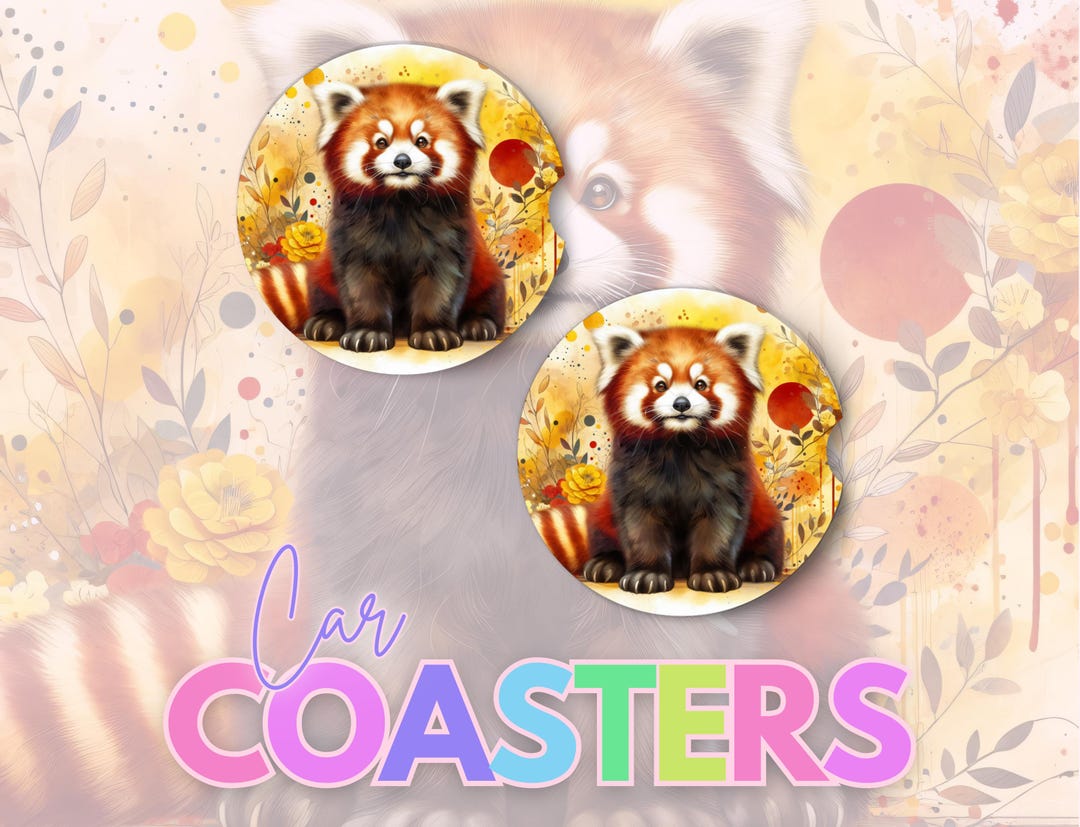 Red Panda Car Coaster PNG Digital Download Sublimation Design PNG Gift ...