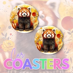 Posavasos de coche de panda rojo PNG Descarga digital Diseño de sublimación PNG Regalo para mamás Posavasos de coche Imagen de sublimación Acuarela Animal