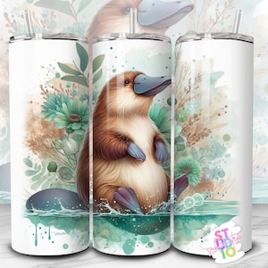 20 oz Platypus Tumbler Wrap Digital Download Sublimation Tumbler Wrap PNG Animal Lovers Gift For Moms Skinny Tumbler Design Zoo Animals