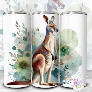 20 oz Kangaroo Tumbler Wrap Digital Download Sublimation Tumbler Wrap PNG Animal Lovers Gift For Moms Skinny Tumbler Sublimation Design