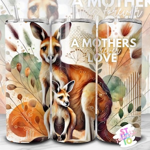 Gobelet kangourou 20 oz pour la fête des mères, emballage d'image en téléchargement numérique, emballage de coupe pour sublimation PNG, cadeau pour les amoureux des animaux de compagnie pour la conception d'un gobelet pour maman