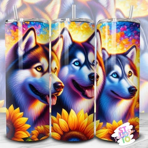 20 oz Husky Dog Tumbler Image Wrap Digital Download Sublimation Tumbler Wrap PNG Pet Lovers Gift for Dog Mom Skinny Tumbler Design