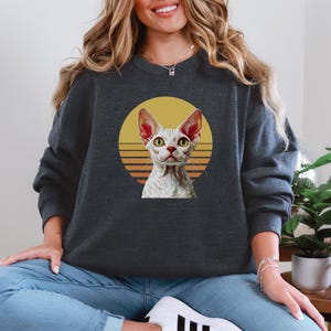 Devon Rex Cat Sweatshirt, Retro Cat Hoodie, Animal Sweatshirt, Retro Hoodie, Cat Lover Gift, Cat Mum Gift, Animal Lover Gift, Cute Cat Gift