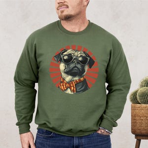 Pug Sweatshirt, Pug Hoodie, Retro Dog Sweatshirt, Retro Hoodie, Dog Sweatshirt, Dog Lover Gift, Animal Lover Gift, Dog Mum Gift, Dog Gift