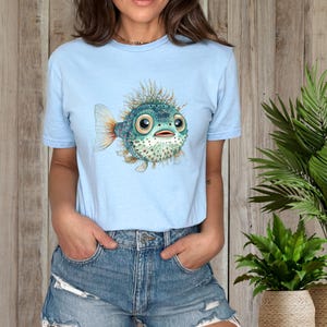 Puffer Fish T-Shirt, Boho Tee, Fish T-Shirt, Boho Fish, Oceancore, Nature Lover Gift, Ocean Lover Gift, Animal Lover Gift, Wildlife Lover