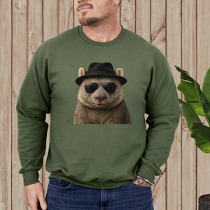Wombat Sweatshirt – Cool Animal Hoodie with Sunglasses & Hat, Unique Aussie Wildlife Gift for Men, Women, Teens and Nature Lovers