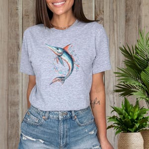 Marlin T-Shirt, Boho Tee, Fish T-Shirt, Boho Fish, Oceancore, Nature Lover Gift, Ocean Lover Gift, Animal Lover Gift, Wildlife Lover Tee