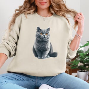 British Shorthair Cat Sweatshirt, Cat Sweatshirt, Animal Sweatshirt, Cat Hoodie, Cat Lover Gift, Cat Mum Gift, Animal Lover Gift, Cat Gift
