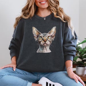 Devon Rex Cat Sweatshirt, Cat Sweatshirt, Animal Sweatshirt, Animal Hoodie, Cat Lover Gift, Cat Mum Gift, Animal Lover Gift, Cute Cat Hoodie