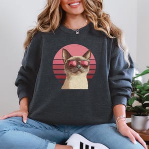 Siamese Cat Sweatshirt, Retro Cat Sweatshirt, Animal Hoodie, Retro Hoodie, Cat Lover Gift, Cat Mum Gift, Animal Lover Gift, Cute Cat Hoodie