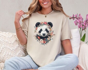 Panda T-Shirt, Animal T-Shirt, Floral Tee, Boho Tee, Gift for Animal Lover, Women’s Tee, Gift for Mum, Nature Lover Gift, Wildlife T-Shirt