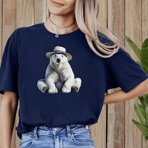 Polar Bear T-Shirt: Animal in Hat Design, Soft Style Tee