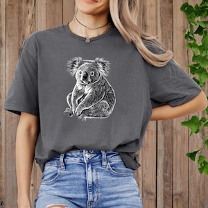 Realistic Koala Graphic T-Shirt: Australian Wildlife Tee, Nature Lover Gift