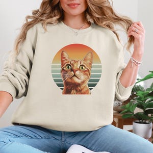 Ginger Cat Sweatshirt, Cat Sweatshirt, Animal Hoodie, Cat Hoodie, Cat Lover Gift, Cat Mum Gift, Animal Lover Gift, Cat Gift, Retro Hoodie