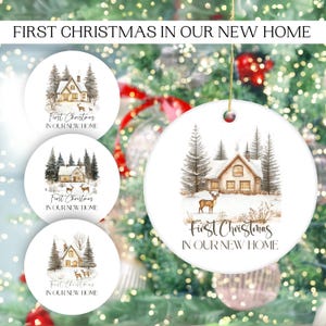 4 nuovi cartelli natalizi rotondi per la casa PNG Bundle, ornamento stampabile per la casa delle vacanze di Natale, download digitale istantaneo 300 dpi
