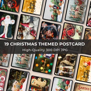 19 cartoline vintage a tema natalizio, cartello di fattoria di Natale, decorazioni natalizie stampabili per la casa, download digitale istantaneo 300 Dpi Jpg