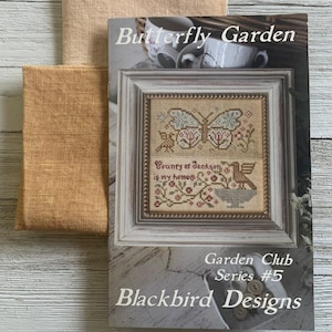 Blackbird Designs VLINDERTUIN Kruissteekpatroon en linnengoed ~ Garden Club Series #5
