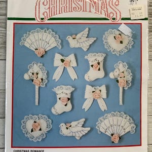 Vintage BUCILLA Christmas Romance Felt Ornaments Kit 1990 #82835 NOS