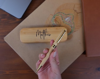 Christmas gift, Wood Pen Set,Monogrammed Pen Set,Desktop Pen Holder,Engraved Pen Case,Personalized Pen Set,Boss Gift,CEO Gifts,Dad gift
