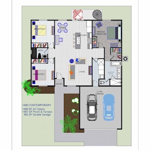 4 Schlafzimmer, 2 Badezimmer Moderne Baupläne 1670 SF