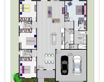 4 Bedroom 2 Bathroom Modern House Architectural Plans 4,287 SQ. FT.