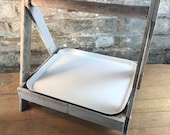 Rustic White Enameled Tray with Holder Stand