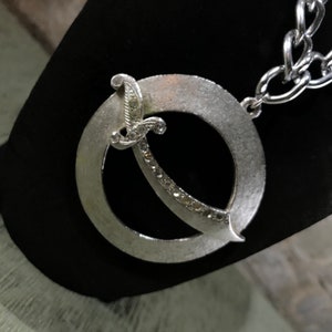 Silver Metal Rhinestone ORA Masonic Shriner&#39;s Sword Pendant on Chain Necklace