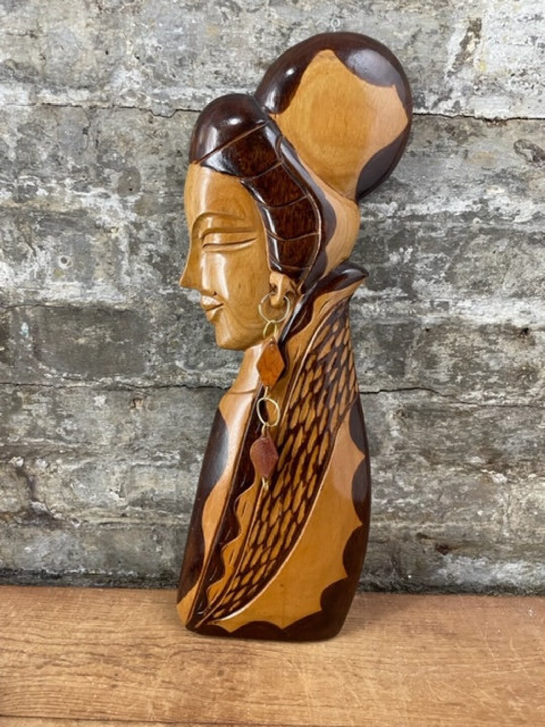 Carved Wooden Woman Figure Profile Wall Hanging - Etsy