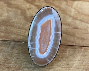 Size 6 1/2 Sterling Silver and Agate Ring