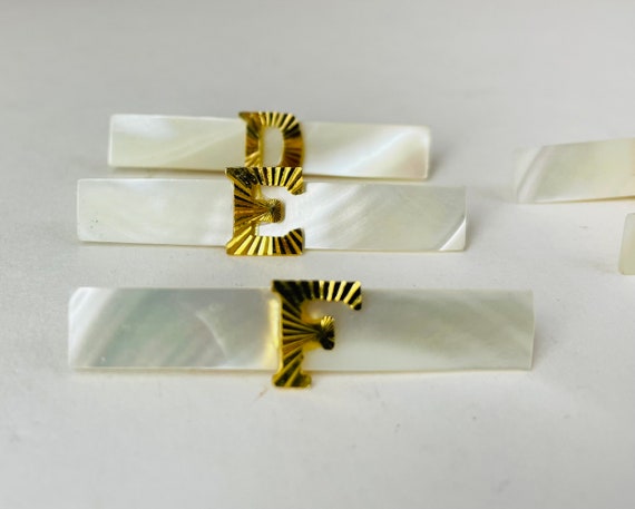 Vintage Goldtone On Mother of Pearl Monogram Pins - image 2