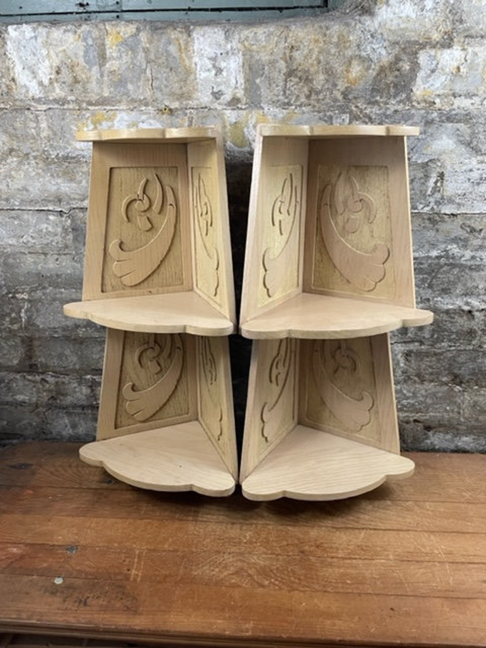 Pair of 3 Tiered Wooden Corner Display Shelves Etsy