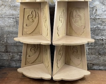 Pair of 3 Tiered Wooden Corner Display Shelves