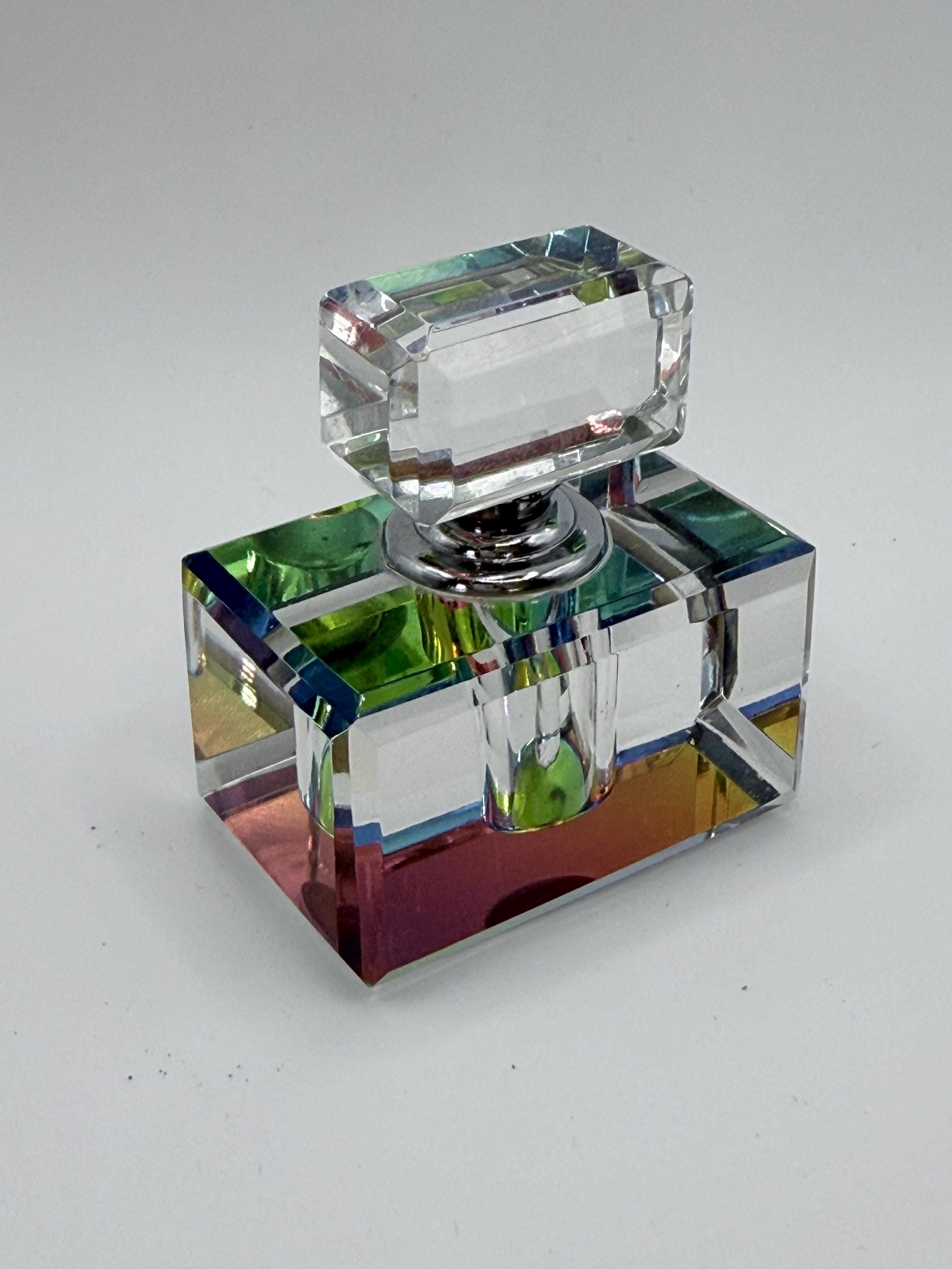 Aurora Borealis Cut Glass Perfume Bottle