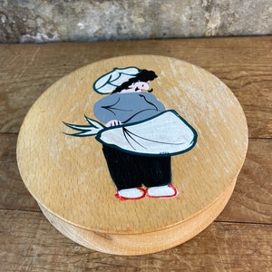 Vintage 50's Hand Painted Wooden Burger Press