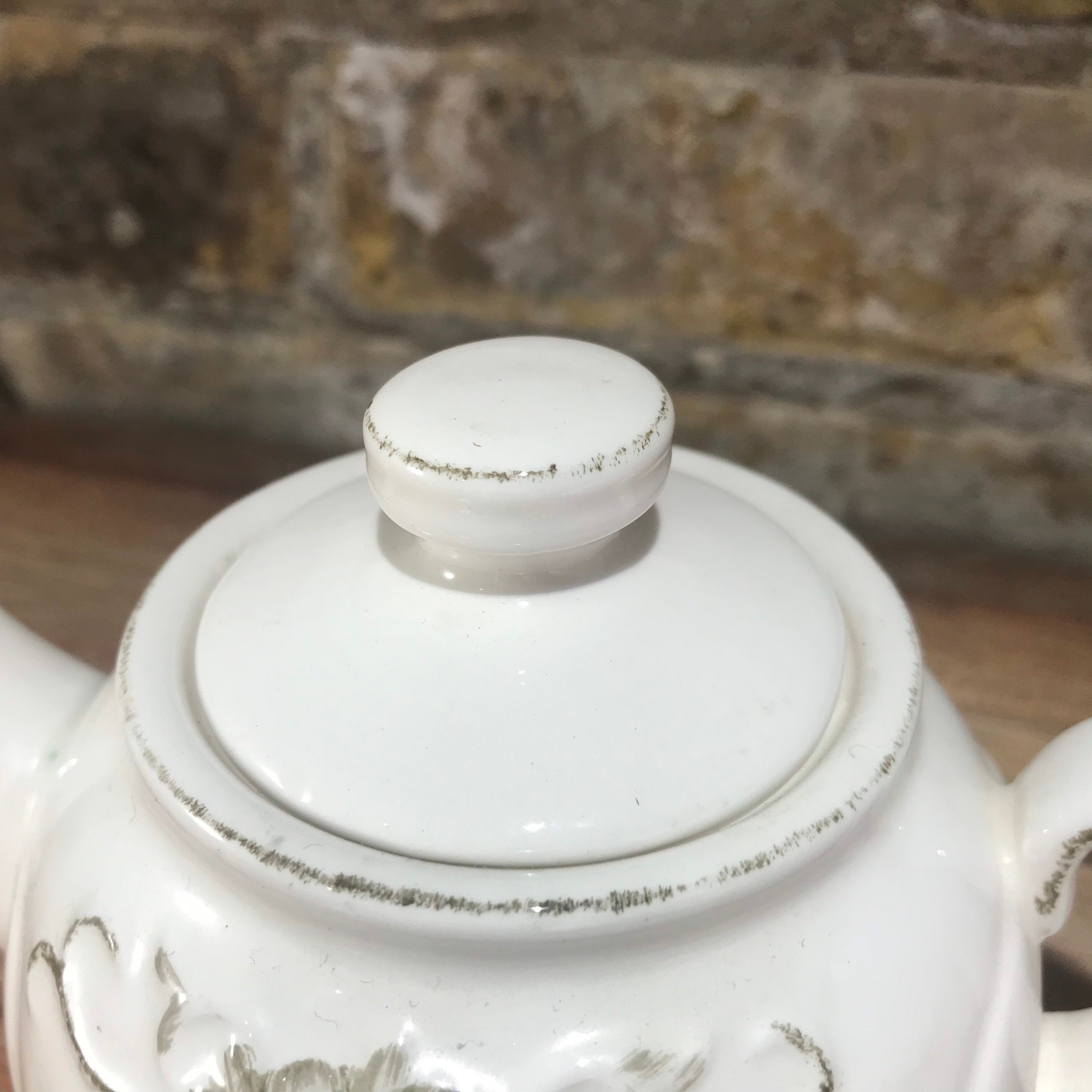 Small White Porcelain Teapot with Embossed Gold Butterfly Etsy