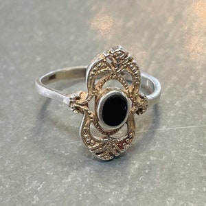 Size 6 1/2 Sterling and Onyx Ring