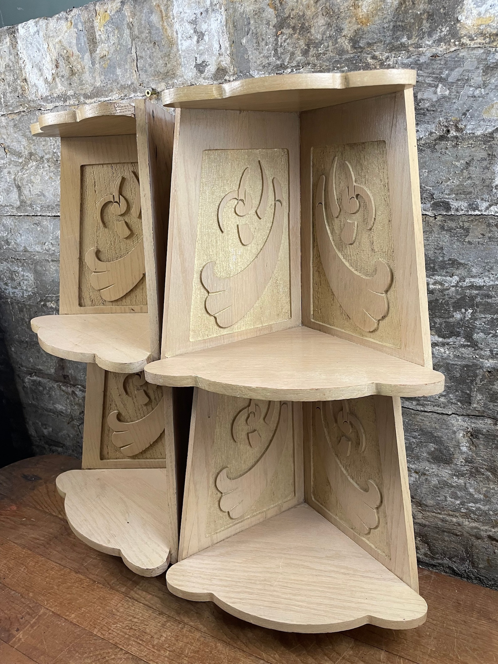 Pair of 3 Tiered Wooden Corner Display Shelves Etsy