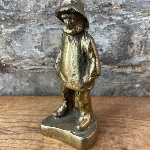 Solid Brass Fisherman Figure