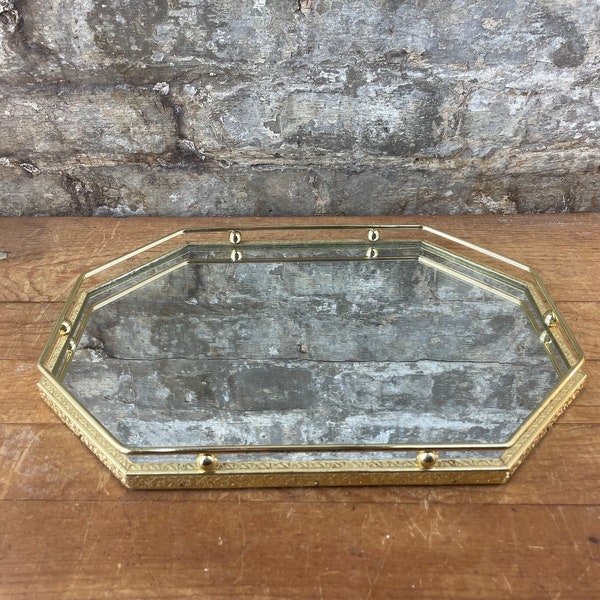 Vintage Dressing Table Tray Mirrored Etsy