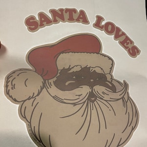 Vintage T Shirt Heat Transfer Featuring Black Santa Love