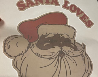 Vintage T Shirt Heat Transfer Featuring Black Santa Love