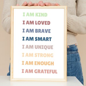 Affirmations, Affirmations for Kids, I Am Affirmations, Poster, Affirmations Poster, Homeschool Decor, Classroom affirmations, Mental health