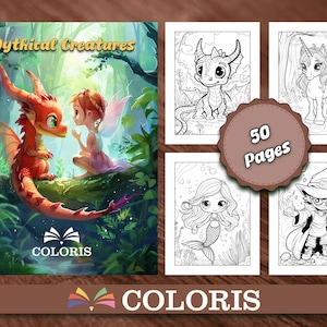 Mythical Creatures Coloring Book: 50 Fantasy Pages, Dragons, Unicorns (PDF)