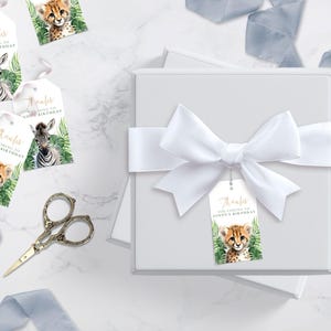 Jungle Safari Animal Thank You Tag: Wild One Birthday (Editable Canva Template)