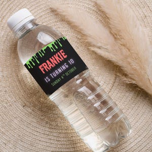 Zombie Water Bottle Labels Canva Template | Editable Party Decor for Kids Birthday | Printable Instant Download - KBZ04