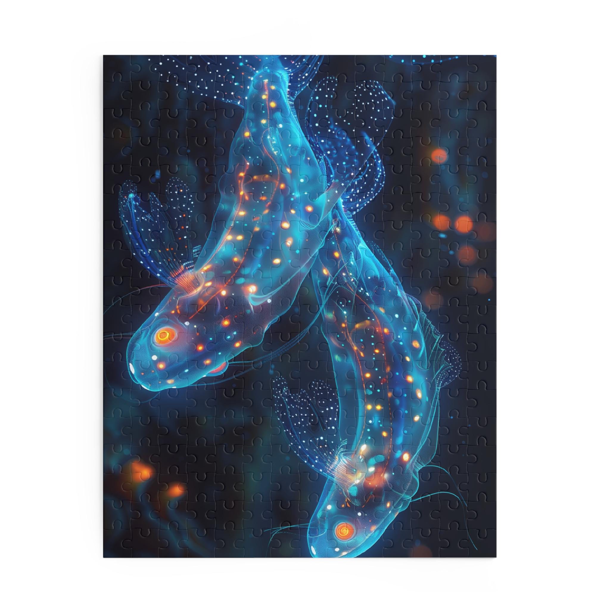光る深海魚パズル。光る海の生き物ジグソーパズル。お子様、大人